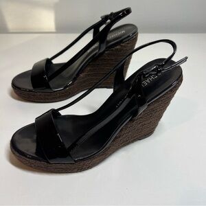 Michael Shannon Women’s Wedge Heels 6.5 Patent Leather Dark Brown